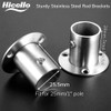 Hicello 2Pcs Stainless Steel Wardrobe Rail Rod Pole Socket End