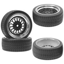 RC 1/10 On Road Tires & Wheel 12mm Hex Plastics Rims Compatible with Tamiya TT01 TT02 Kyosho Sakura D3 Traxxas 4Tec 2.0 1/10 RC On Road Racing & Touring Car (OD 66mm)