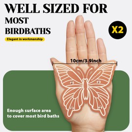 2Pcs Bird Bath Copper Purification Disk 99.99% Pure Copper Water Cleaning Discs Four Points Support 0.6mm Physical Clean Water for All-Season Universal Natural Fit Outdoor Birdbaths Bowls（Butterfly）