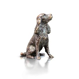 Spaniel Butler and Peach Miniature Sculpture Solid Bronze 3.5 x 3.5 x 2.5 cm 2077