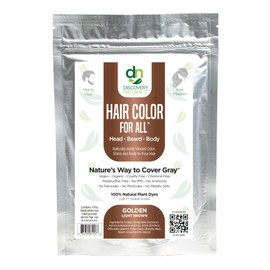 Brown Henna Hair Color For All Kit | 100% All Natural Indigo Powder Hair Dye & Beard Dye (Golden Light Brown) Organic, Herbal & Vegan Chemical & Cruelty Free Permanent Gray Coverage & Tinting