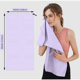 RINGSUN Gym Towel for Women, Microfiber Quick-Dry Towel (40x80cm), Lightweight Soft and Ultra-Absorbent, Perfect for Yoga Running and Outdoor Activities (Purple)