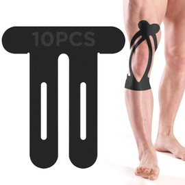 OK TAPE Nylon Kinesiology Tape for Knee, 10 Pcs Stretchable on Four Sides Precut Strips, Athletic Tape for Knee Support & Stability,Breathable and Hypoallergenic, Black