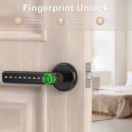 IRONZON Fingerprint Door Lock Door Knob with Keypad Keyless Entry Door Lock with Handle for Home Hotel Office Apartment Bedroom