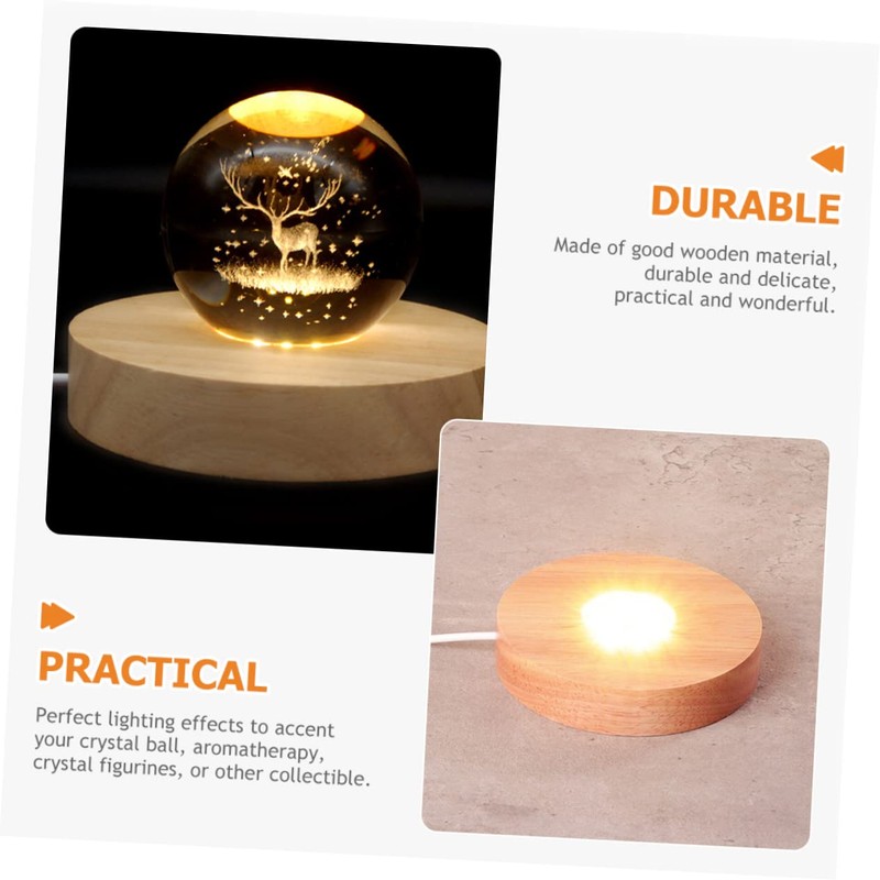 LED Wood Display Base USB Powered Cylinder Light Display Base