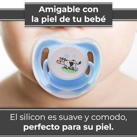 Chupón Chupete Ortodóntico para Bebé recién nacidos Suave y ligero con Tapa Protectora, Dibujos Animados sin BPA 0m+, 2pzas (Azul/Verde)