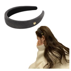 Lapimou Headband, No Pain, Hair Accessory, Women's, Velour, Pearl, Heart, Thick, Popular, Cute, Painless, Korea, Black, Christmas Dating (Gray (Normal))