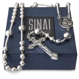 WWI Military rosary beads catholic, Stainless Steel Rosary, Antique Rosarios Catolicos para Hombre, Solid Warrior, Tactical Rosary with Seven Sorow Medal and Pardon Crucyfix, Metal, not-applicable