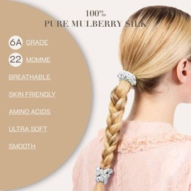 4 pcs small Silk hair Scrunchies 100% Pure Mulberry silk hair ties for Women No Damage & sleep silk Scrunchies （balck）