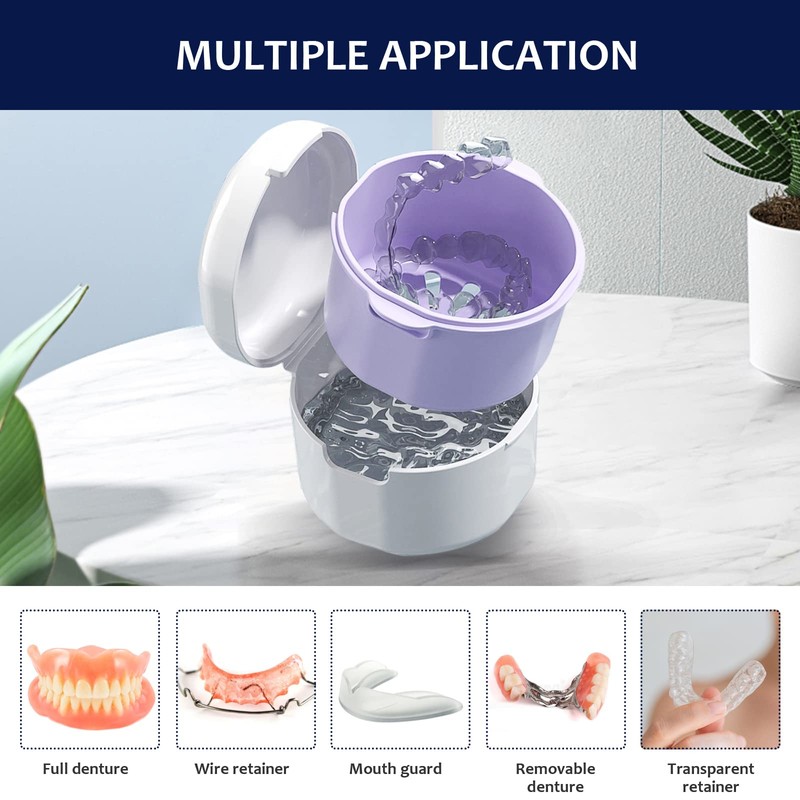 TIAOCITY Denture Box for Storage and Immersion Dentures Cleaning Baths