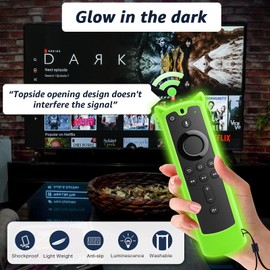 3 Packs Silicone Remote Cover Case Glow in The Dark, Anti-Slip Silicone Protective Case with Lanyard(Glow Green & Sky Blue & Orange)
