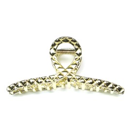QinGoo Large Stylish Gold Check Cross Hair Claw Metal Hair Clip, Strong, Adult Hair Accessory, Cute, Women's, Korean, 1 Piece (3.7 x 1.5 inches (9.5 x 3.9 cm), Gold Check