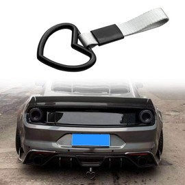 Carrfan Heart JDM Tsurikawa Ring Subway Train Bus Handle Hand Strap Drift Charm - Black