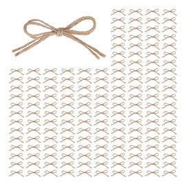 Meseey Jute Twine Mini Bows Small Tiny Rustic Bows Applique Embellishments for Gift Wrapping Basket Wedding Baby Shower Brithday Party (Jute, 120)