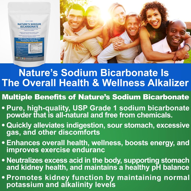 Nature’s Sodium Bicarbonate Organic Use Aluminum Free Baking Soda. No