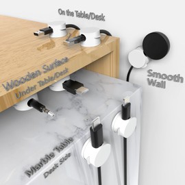 10-Pack Cord Organizer Magnetic Cable Clips [360°Rotation & 1s Snap-On] - Sinoacc Cable Management Clips Adhesive Cord Holder Keeper for Desk,Nightstand,Wall,Phone,Car,Home,Office - White