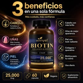 Biotina Colágeno Queratina 60 Cápsulas Cabello Uñas Premium