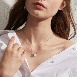 Cat Necklace Cat Pendant for Women Silver Cat Jewelry Cat Pearl Necklace 925 Sterling Silver Cat Pendant Necklace Silver Cat Chain Pearl Necklace for Women Necklace Han han