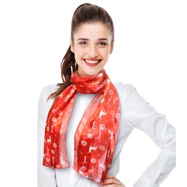 CBC Crown Christmas Theme Scarf, Christmas Scarf - Christmas Winter Day 13"x 60" Made In Korea (Deer - Red)