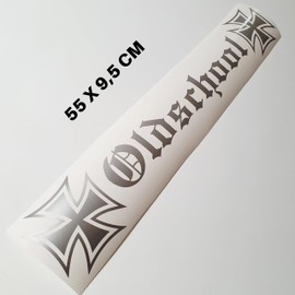 Oldschool Iron Cross Skull Scull 55 x 9.5 cm - High-Quality Sticker Car Tuning - OEM & JDM Car Sticker - Funny Sticker for Car - Stickerbomb - Car Sticker - Made in Germany