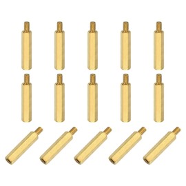 sourcing map 15Pcs Male to Female Thread Spacer Screws, M4 x 25mm + 6mm Brass Hex Standoff Screws PCB Motherboard for Drone Quadcopter, Computer and Circuit Board