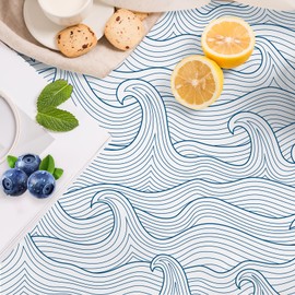HAOKHOME Wave Shelf Liner and Cabinet Liner Stripe, Self-Adhesive Drawer Liners, Peel and Stick Contact Paper for Kitchen Cabinets and Cupboard,Bedroom Drawers, Navy/White 17.3in x 6.5ft