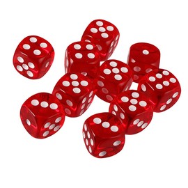 Yiotfandoll 10PCS Polyhedral Dice - D6 Acrylic Dice (16mm, Transparent Red) for RPG, MTG, DND, Table Games