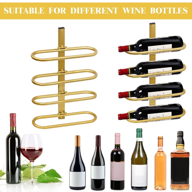 KHayRovies Wine Rack Wall Mounted for 8 Wine Bottles, Metal