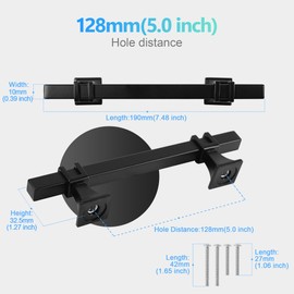 Redunest Cabinet Pulls Matte Black Cabinet Handles, 10 Pack 5 Inch Kitchen Door Cupboard Wardrobe Drawer Handles, Cabinet Hardware Bar Drawer Pulls, 128mm Hole Centers