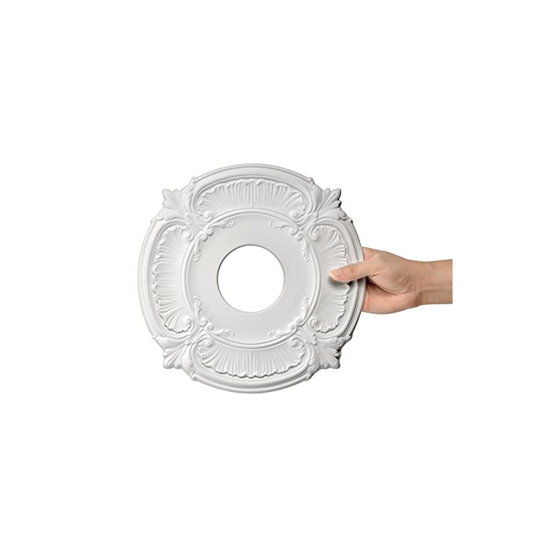 2 Pack White Home Lighting Ceiling Medallions Molded Plastic, 13"