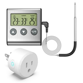 Wothfav Digital Temperature Controller with Waterproof Probe,Programmable Thermostat Outlet Plug, 2-Stage Outlet Thermostat Heating Cooling Modes, Digital Temperature Switch Controller ℃/℉ Display