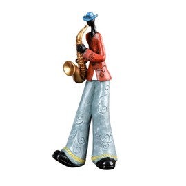 Luwqceu Jazz Band Player Figurines Vintage Musician Figure Resin Statues Desktop Ornament Retro Sculpture Home Indoor Decor D