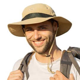 TOP-EX Sonnenhut für Herren mit breiter Krempe, M/L, UV-Schutz, Boonie-Bucket-Sonnenhut für Sommer, Strand, Golf, Wandern, Safari, Outdoor, Angeln, Garten, LSF 50, Khaki 56–59 cm