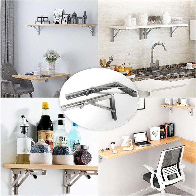 Storystore Folding Shelf Brackets - 10 Inch Heavy Duty Stainless