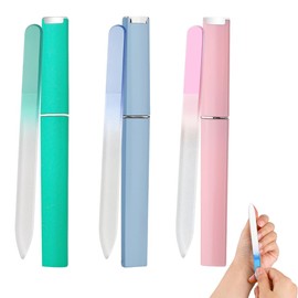 OUDQFCJ Wanmu 3 Stück Profi Nagelfeile, Glas-Nagelfeilen, Fingernagelfeile mit Etui, Doppelseitig Kristalloberfläche, Professionelles Maniküre-Werkzeug für Frauen