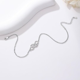 KoyeKei Infinity Anklet for Women 925 Sterling Silver Double Infinity Ankle Bracelet Waterproof Summer Jewelry Anniversary Birthday Gifts for Mom Her