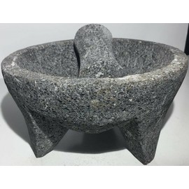always-quality Mexican 8 inch Mortar & Pestle Piedra Negra Black Stone Genuine Molcajete