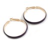 40mm D/Wide Purple Enamel Hoop Earrings In Gold Tone/Medium Size