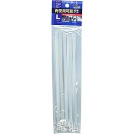 Cable Ties, L (Length 9.8 inches (25 cm), Reusable, Approx. 10 Pieces, White