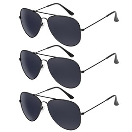 Wodison 3 Pack Classic Kids Sunglasses for Boys Girls Children sunglasses Reflective Metal Frame(Black)