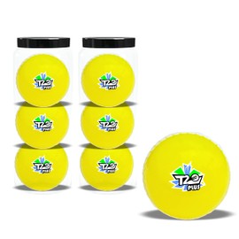 jaspo Synthetic Rubber T-20 Plus Practice Cricket Ball Wind Balls 125-130 GMS for - Indoor Outdoor Street Beach Cricket Pack of 6 Yellow