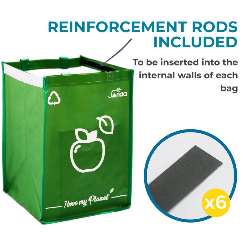 Janaa® | Premium Set of 3 Recycling Bags [Stylish Design]