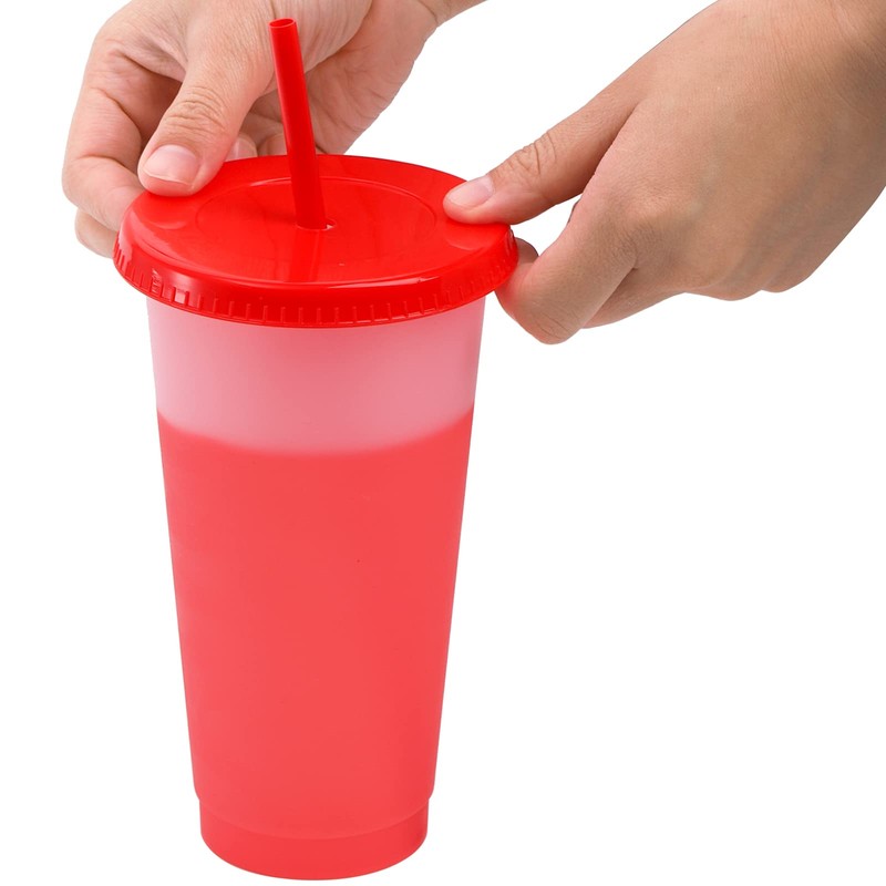 Lyellfe 10 Pack Color Changing Cups, 24 oz Reusable Tumblers