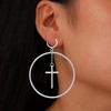 Cross Hoop Dangle Earrings for Women Silver Plated Circle Huggie