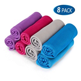 8Packs Cooling Towel (40"x 12"), Ice Towel, Microfiber Towel, Soft Breathable Chilly Towel Stay Cool for Yoga, Sport, Gym, Workout, Camping, Fitness, Running, Workout & More Activities