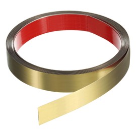 HARFINGTON 16.4ft x 0.98" Wall Trim Peel and Stick Molding Frame, Self Adhesive Stainless Steel Mirror Finish Metal Strip for Wall Ceiling Floor Cabinet Tile Edge, Golden