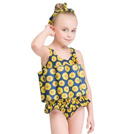 Kids Baby One Piece Floatsuit Toddler Floating Swimsuit with 8 Removable Buoyancy Sticks Swim Vest Swimwear Bathing Suit Life Jacket for Boys and Girls Sunflower 6-7 Years