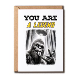 MinngStore Sasquatch Selfie Big Foot Card - Funny Happy Father's Day Card From Kids Daughter Son - Sasquatch Bigfoot Birthday Card For Dad - Dirty Adult Friend Bday Card