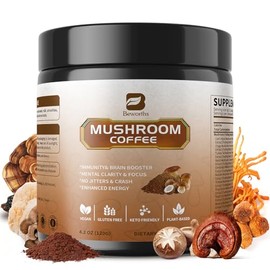 B BEWORTHS Café de Hongos - Café Instantáneo en Polvo con Hongos Melena de León, Reishi, Chaga, Cordyceps y Cola de Pavo - Alternativa al Café de...  