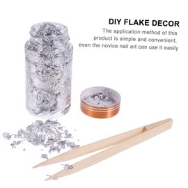 COHEALI 1set Metallic Gold Foil Nail Each of Gold Red and Flakes Tweezers for Creative Manicures and Nail Decorations